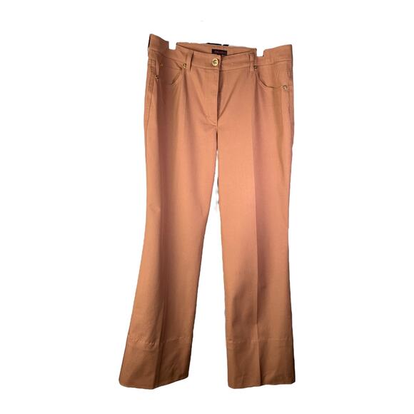 ESCADA Pants Womens 40 Brown Straight Leg Cotton Jeans Trouser High-Rise Stretch